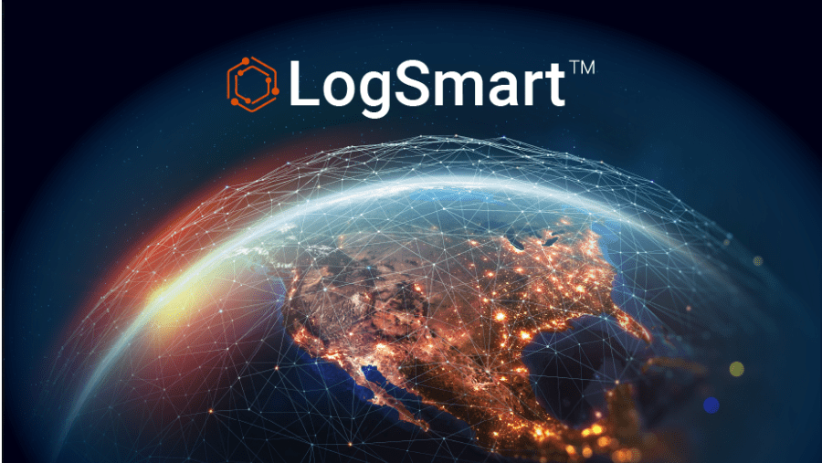 logsmart logo over earth with orange glow
