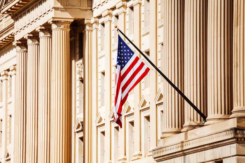 Flag of the United States on a Federal Building